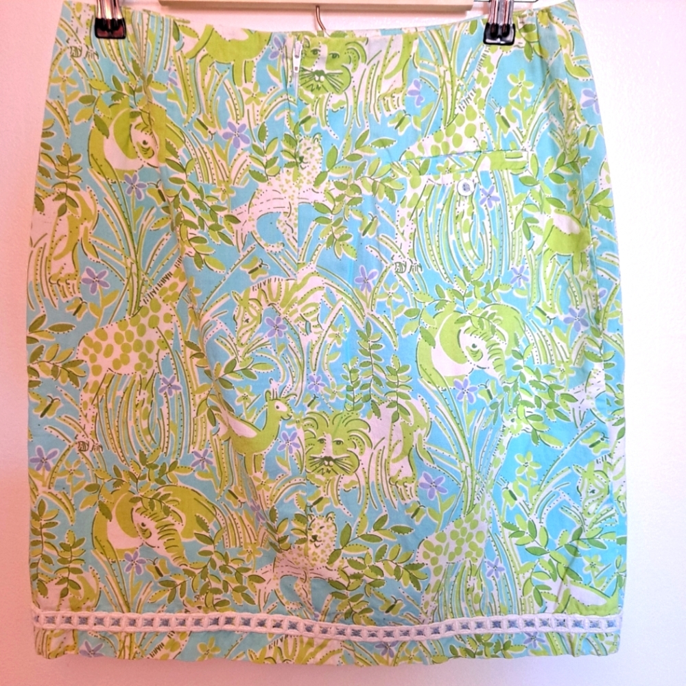 Lilly Pulitzer Skirt Jungle Print Lion Zebra White Label Size 8 - Picture 4 of 7